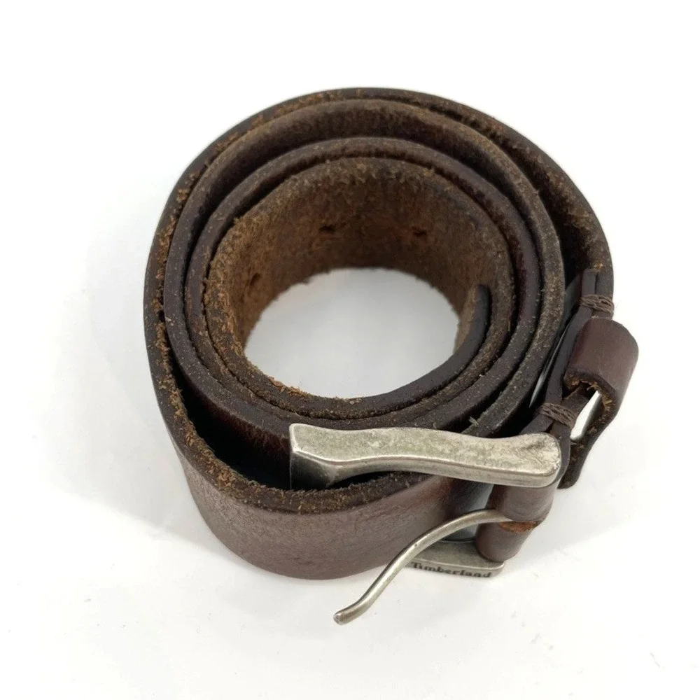 Timberland Men's Size 32 Dark Brown Genuine Leather‎ Casual Belt Made in USA
